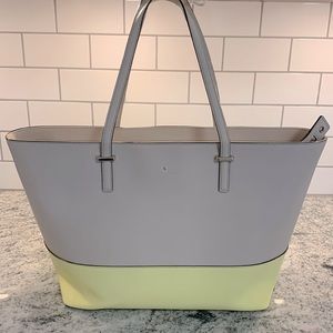 Kate Spade Yellow & Beige Large Tote Shoulder Bag RN 0102760